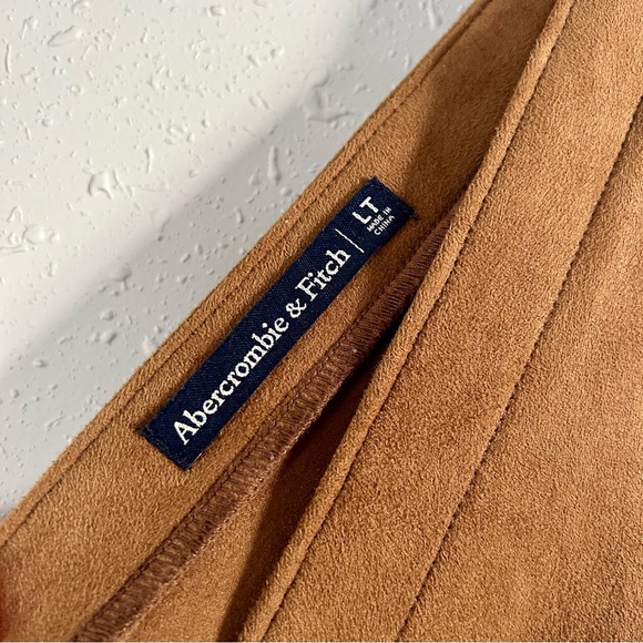 Abercrombie and Fitch Faux Suede Brown Front Button Tank Mini Dress Large Tall - Picture 3 of 7